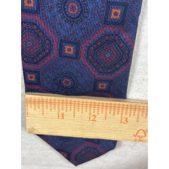 Brooks Brothers Mens Silk Tie Blue Hexagon Pattern Made In USA - Picture 4 of 5